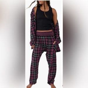 Free People Plaid About You Pajama Pants Size M